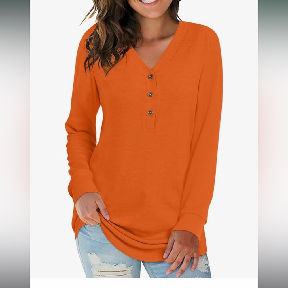 BNWT orange long sleeve Henley tee